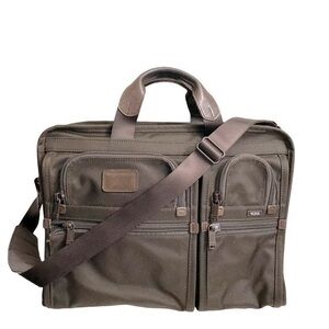 Tumi brown nylon leather combo briefcase laptop bag